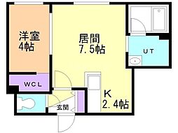 札幌市白石区南郷通15丁目南マンション 1LDKの間取図画像