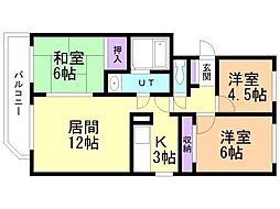 クラスターユーエム3 3LDKの間取図画像