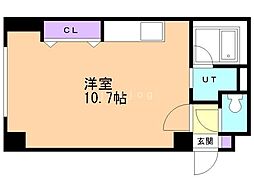 プレジール厚別 ワンルームの間取図画像