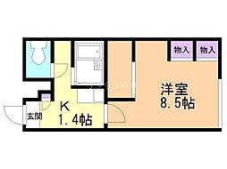 レオパレス大谷地 1Kの間取図画像