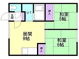 ハイツブレーン・ビューロー 2LDKの間取図画像