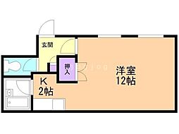 ロアール厚別東 1Kの間取図画像
