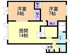 ドゥ・ベストホーム大曲 2LDKの間取図画像
