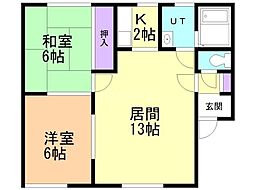 ハイツ長井 2LDKの間取図画像