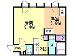 PROUD厚別中央 1LDKの間取図画像