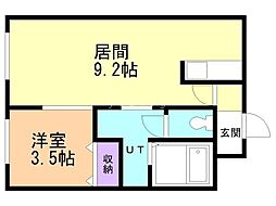 ecoa厚別中央 1LDKの間取図画像