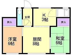 アカシアハウス 2LDKの間取図画像