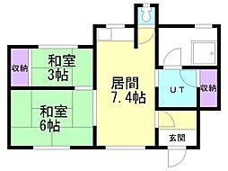 コーポスズキ 2DKの間取図画像