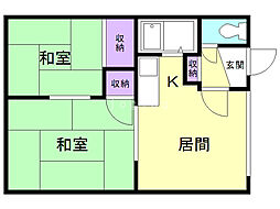 原田荘 2LDKの間取図画像