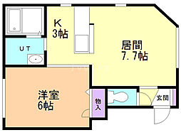 カーサノルテ澄川 1LDKの間取図画像