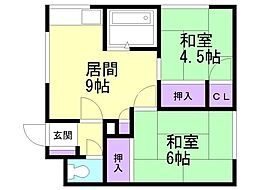 梶川マンション 2LDKの間取図画像
