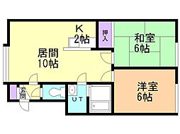 ルピナス藻岩 2LDKの間取図画像