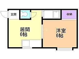 ノース・エステイト1 1DKの間取図画像