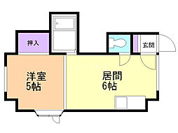 スクウェア 1DKの間取図画像