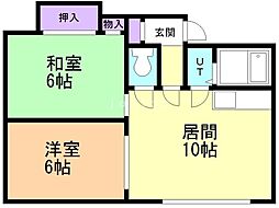 アドバンスコーポB 2LDKの間取図画像