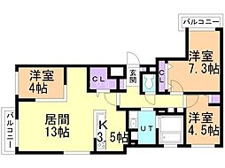 仮)カームヒルズ西岡 3LDKの間取図画像