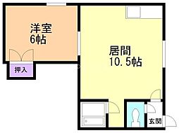 クレック東月寒 1LDKの間取図画像