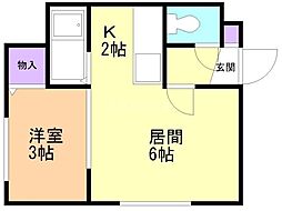 クリフ澄川 1LDKの間取図画像