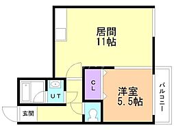 コーポ第2白楊 1LDKの間取図画像