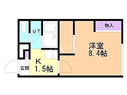 レオパレス福住B 1Kの間取図画像