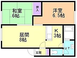 石田ハイツ 2LDKの間取図画像