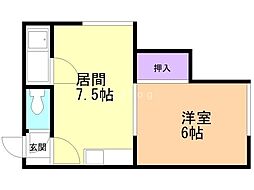 ハイツ渡辺A 1DKの間取図画像
