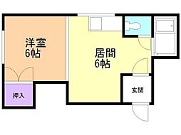 オーケーハイツNo.2 1DKの間取図画像
