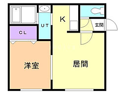 サザンヒルズ弐番館 1LDKの間取図画像
