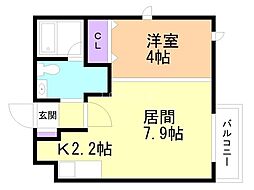 グランメールタカギ 1DKの間取図画像