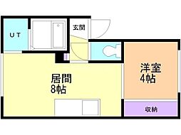 大川マンション 1LDKの間取図画像