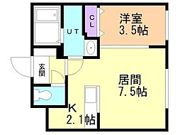 BASETSUKISAMU 1LDKの間取図画像