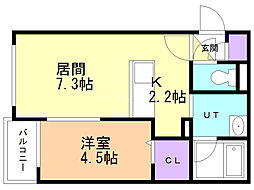 BELLALUCE水車町 1LDKの間取図画像