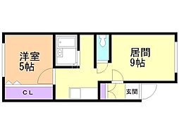グレースコート川沿 1LDKの間取図画像