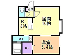 フィーノ美園 1LDKの間取図画像