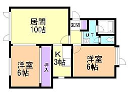 サンヒルズ真栄 2LDKの間取図画像