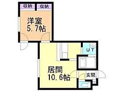 トロワフレール 1LDKの間取図画像