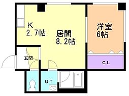 パルコートデン月寒中央 1LDKの間取図画像