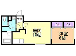 オーガスタ平岸 1LDKの間取図画像