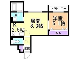 グランメールシャリテ 1LDKの間取図画像