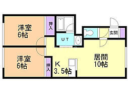 メゾンフローラ 2LDKの間取図画像