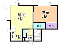 フォーサイトパークヴィラ 1LDKの間取図画像