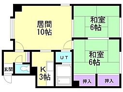 パレーシャルK-2 2LDKの間取図画像