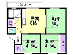 南町マンションE 3LDKの間取図画像