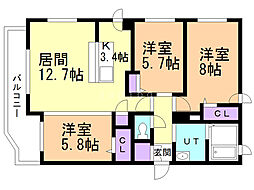 フェリオ64 3LDKの間取図画像
