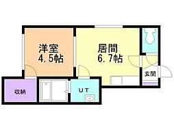 ジュピター2 1DKの間取図画像