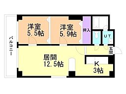 サントアリオ・デ平岸 2LDKの間取図画像