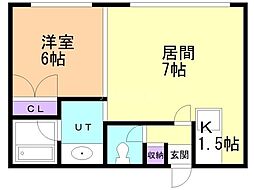 リバティーヒノデ 1LDKの間取図画像