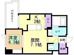F006 1LDKの間取図画像