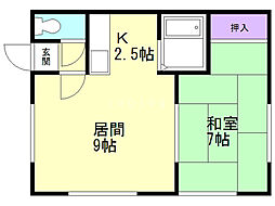 第一工藤ハイツ 1LDKの間取図画像