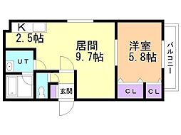 グランデディモーラ 1LDKの間取図画像